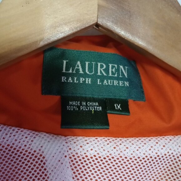 Lauren Ralph Lauren Womens Size 1X Orange Windbreaker Jacket Stowable Hood EUC - Picture 4 of 13
